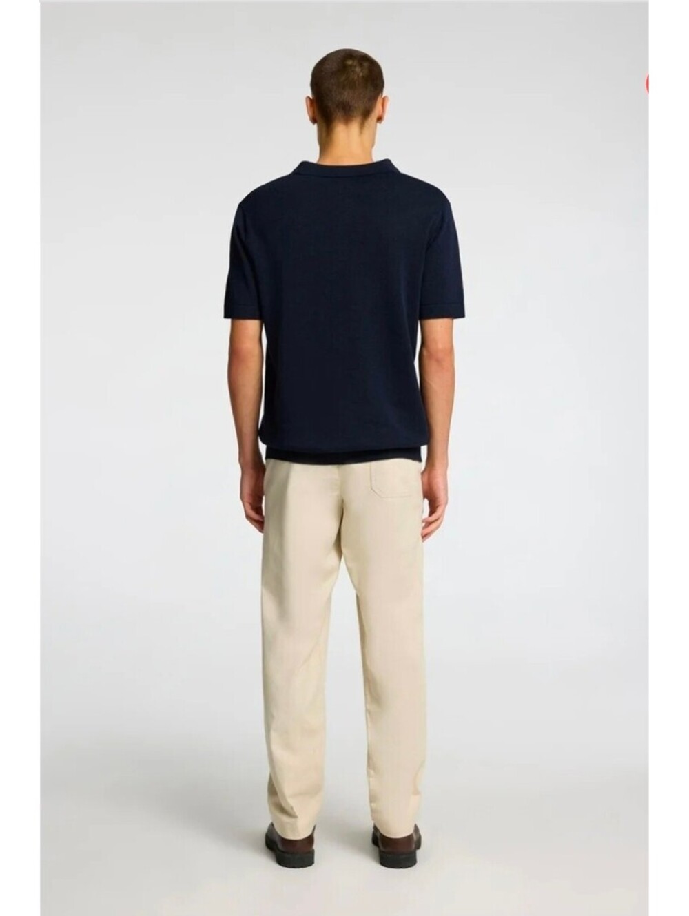 Selected Homme Navy Blue Lightweight Knit Polo Shirt M